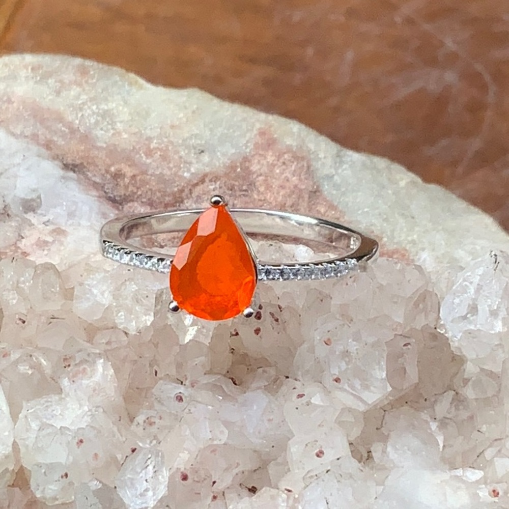 ORANGE OPAL 925 STERLING SILVER RING, SIZE 7.5